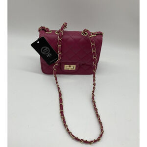 J&L Firenze Crossbody Bag Womens Small Rose Pink Quilted Chain Shoulder Purse